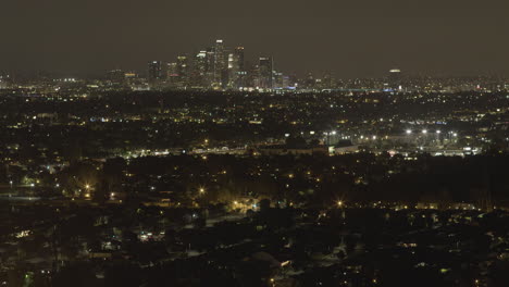Time-lapse-of-nighttime-skyline-of-Downtown-Los-Angeles-located-in-Southern-California