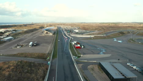 Aerial-of-Circuit-Zandvoort-in-Zandvoort,-Netherlands---drone-shot