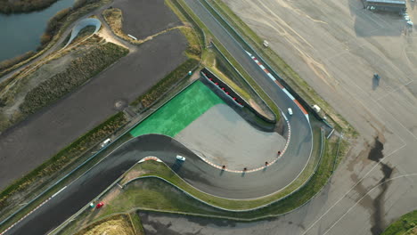 Bird's-Eye-View-Of-Race-Circuit-Zandvoort,-Netherlands---aerial-drone-shot