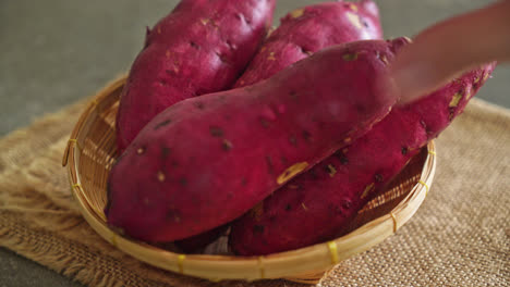 fresh-Japanese-sweet-potatoes-on-basket