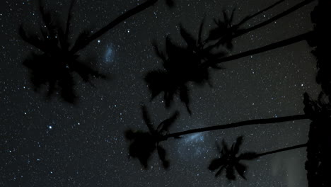 Vertical-view-of-night-timelapse,-view-of-Magellanic-Clouds-in-starry-sky