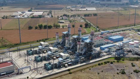 Stabilized-aerial-shot-of-an-electric-power-generation-plant