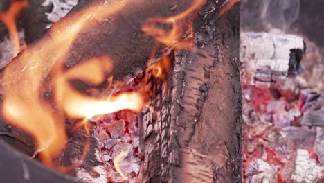 Close-up-of-the-burning-firewood-in-the-restaurant