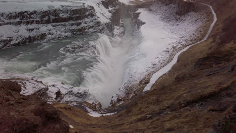Island-Gulfoss-Wasserfall-Im-Winter-30fps-4k