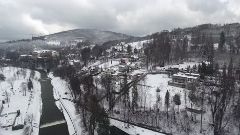 Aerial-View-of-a-Town-in-the-Winter-Time