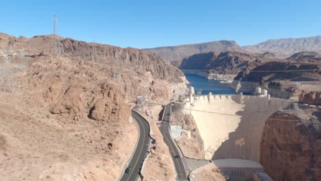 Panning-wide-angle-shot-of-the-Hoover-dam-in-Nevada,-United-States