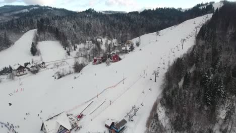 Aerial-View-of-Ski-Slope-4K