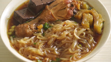 Stewed-Chicken-Noodle-in-Brown-Soup-Bowl---Asian-food-style
