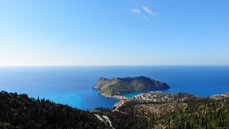 Scenic-View-of-Asos-in-Kefalonia-Greece-at-Daytime---aerial-drone-shot