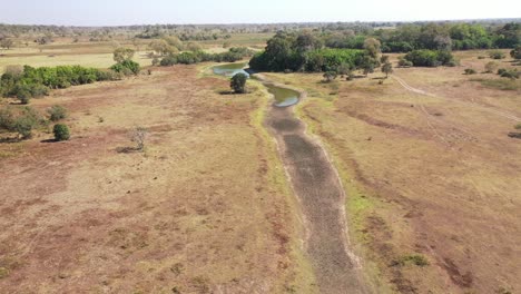 Luftaufnahme-Des-Trockenen-Sumpfes-Während-Der-Schweren-Dürre-Im-Pantanal,-Brasilien