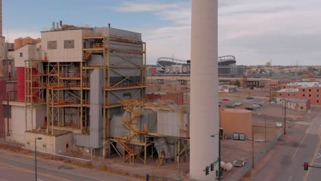 Aerial-views-of-a-very-old-looking-power-plant-factory-in-Denver-Colorado