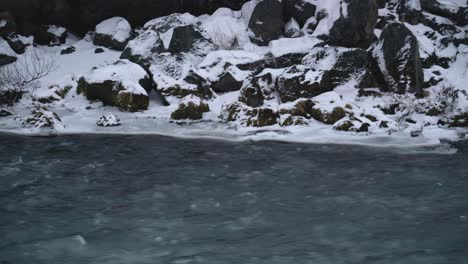 Winter-Scene-At-Skjalfandafljot-River-In-Iceland,-Europe---static-shot