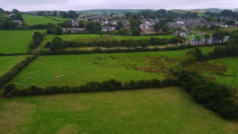 Aerial-shot-of-British-countryside-village