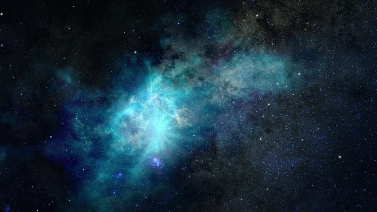 Premium stock video - Starry deep outer space blue nebula 4k