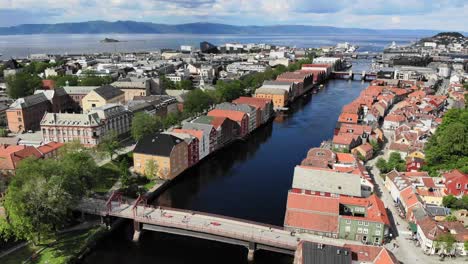 Aerial:-Trondheim-old-town-and-Nidelva-river-in-Norway