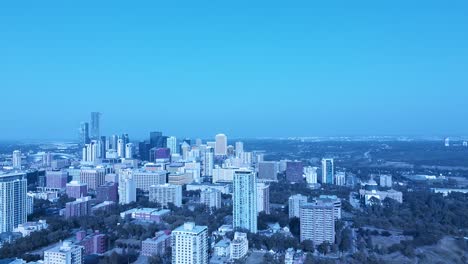 4k-Edmonton-Downtown-Drone-flyover-the-core-post-modern-buildings-in-the-South-West-side-over-the-parks-and-river-valley-stunning-summer-views-YEG2-3