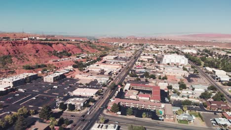 ST-GEORGE,-Ny:-Aerial-view-of-St-George-skyline-and-landscape-from-drone