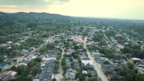 An-aerial-shot-overlooking-a-low-income-African-village