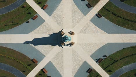 Eastern-europe-historical-monument-on-the-square-drone-video-from-above