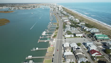 Wrightsville-Beach-aerial-flying-about-road-scenic-view-North-Carolina