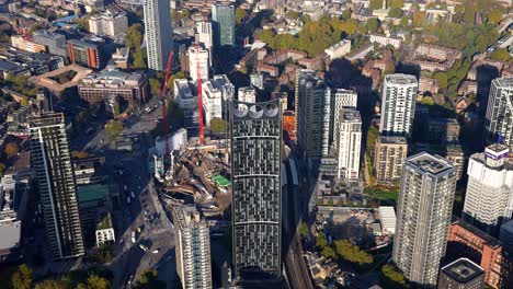 Aerial-view-of-the-Strata-building-and-development-in-the-Elephant-and-Castle,-London,-UK