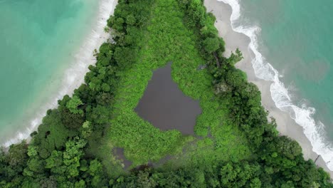 Wasserbecken-In-Dreieckiger-Dschungellichtung-Am-Strand-Von-Costa-Rica-In-Quepos