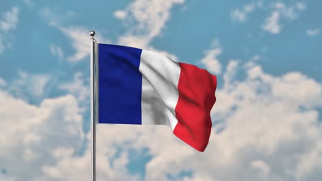 Saint-Martin-flag-waving-in-the-blue-sky-realistic-4k-Video