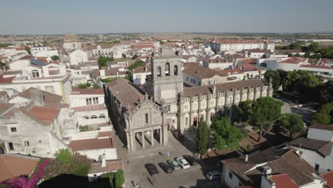 Aerial-circling-around-Our-Lady-of-Grace-or-Igreja-da-Graca-church-of-Evora-in-Portugal