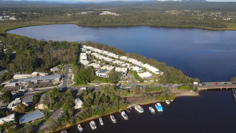 Top-View-Of-Noosa-Holiday-Accommodation-In-Noosa-Lakes-Resort,-Queensland,-Australia