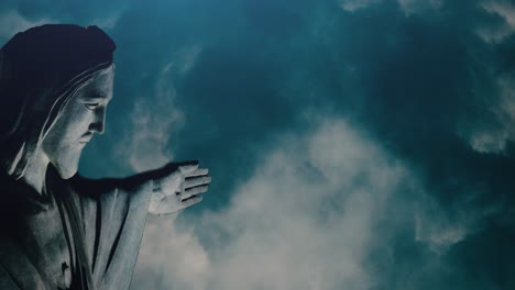 close-up-of-jesus-statue-with-thunderstorm-background