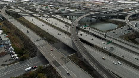 Aerial-Lateral-Backwards-Shot-of-I15-Freeway-and-21-South-Street-Intersection-in-Salt-Lake-Utah