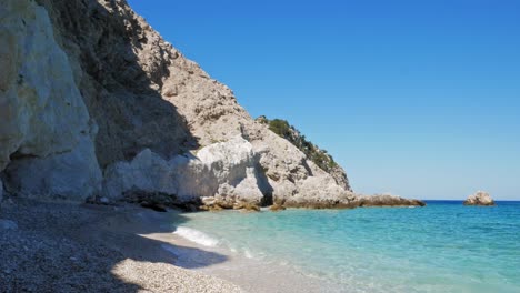 Agia-Eleni-Beach-Kefalonia,-Greece---one-of-the-most-beautiful-rocky-wild-beaches-of-Kefalonia---static-shot