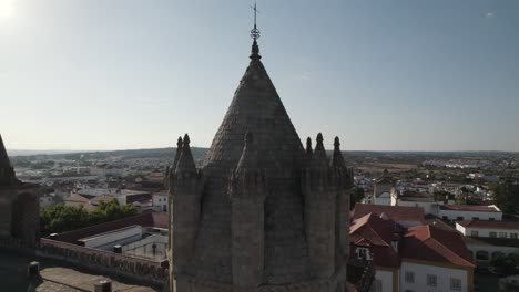 Aerial-circular-view-over-towers-of-monumental-cathedral