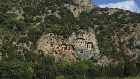 Wonder-from-ancient-civilizations-:-Lycian-Rock-Tombs-of-Kaunos-near-Dalyan,-Southern-Turkey