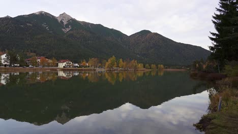 Autumn-reflections-in-Wildsee-a-lake-in-the-mountains-of-the-alps-in-Seefeld-in-Tirol-in-Austria