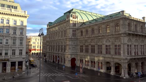 Static-view-out-towards-beautiful-Vienna-State-Opera-on-sunny-day