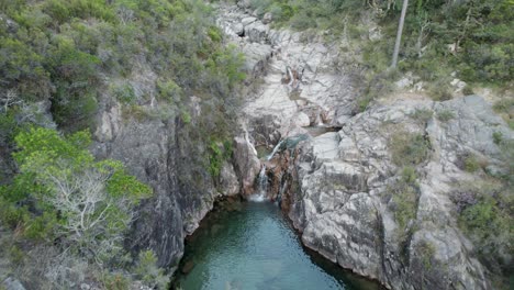 Aerial-forward-view-over-waterfall-Portela-Do-Homem