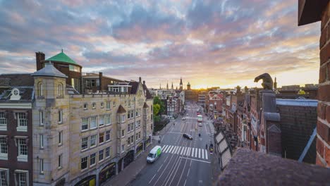 I-Amsterdam,-an-impressive-aerial-time-lapse-of-the-morning-rush-hour-in-the-city