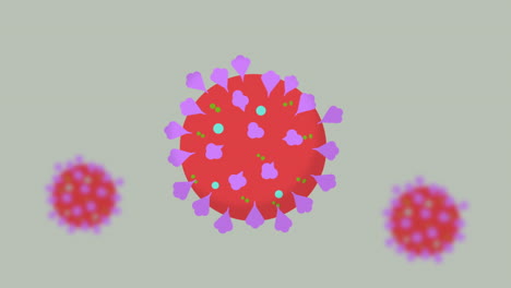 Gráfico-De-Coronavirus-Rojo-Animado-En-Bucle,-Fondo-Gris