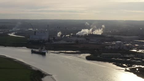 Wide-aerial-view-of-Kemsley-Industry-in-Kent,-UK