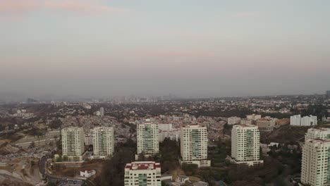 Mexico-City-Neighborhood-Residential-Buildings-in-La-Enramada,-Aerial