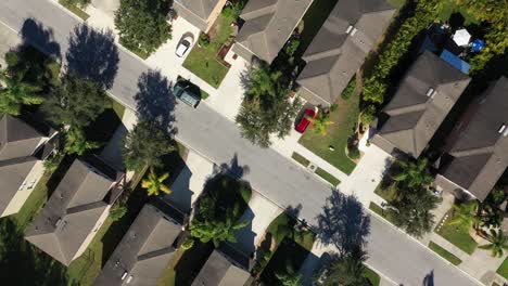 Top-down-drone-shot-of-detached-houses