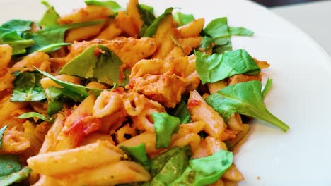 Vegetarian-pasta-serving-with-spinach-and-tomato-sauce