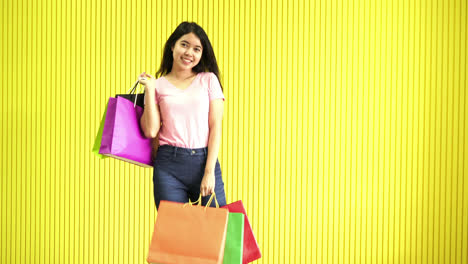 Asiatische-Frauen,-Die-Einkaufstaschen-Halten