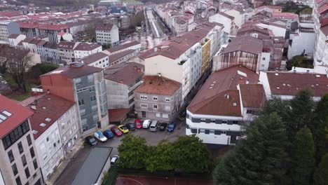 Drone-footage-of-a-street-of-Santiago-de-Compostela