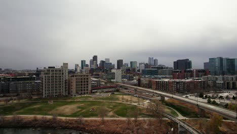 Downtown-Denver-Colorado-Skyline-Showing-Commons-Park-Perspective-and-Surrounding-Urban-Buildings