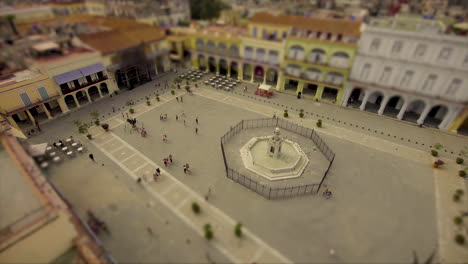 Stop-motion,-high-rise-view-of-people-and-families-walking-in-a-town-square