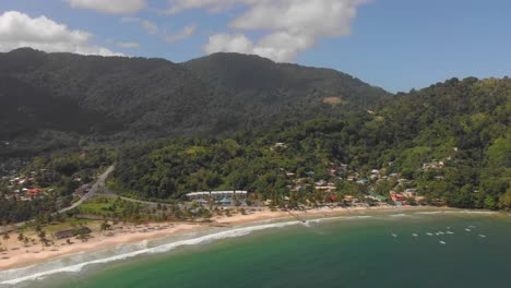 Unlike-many-of-the-northern-beaches-of-Trinidad,-Maracas-Bay-is-protected-by-a-deep-bay-and-is-one-of-the-most-famous-beaches-on-the-island