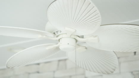 White-modern-design-retro-ceiling-fan-slowly-rotating