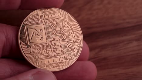 The-reverse-side-of-a-warm-golden-bitcoin-with-light-reflections